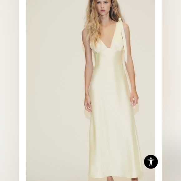 Zara Satin Midi Dress With Ties - Picture 2 of 10